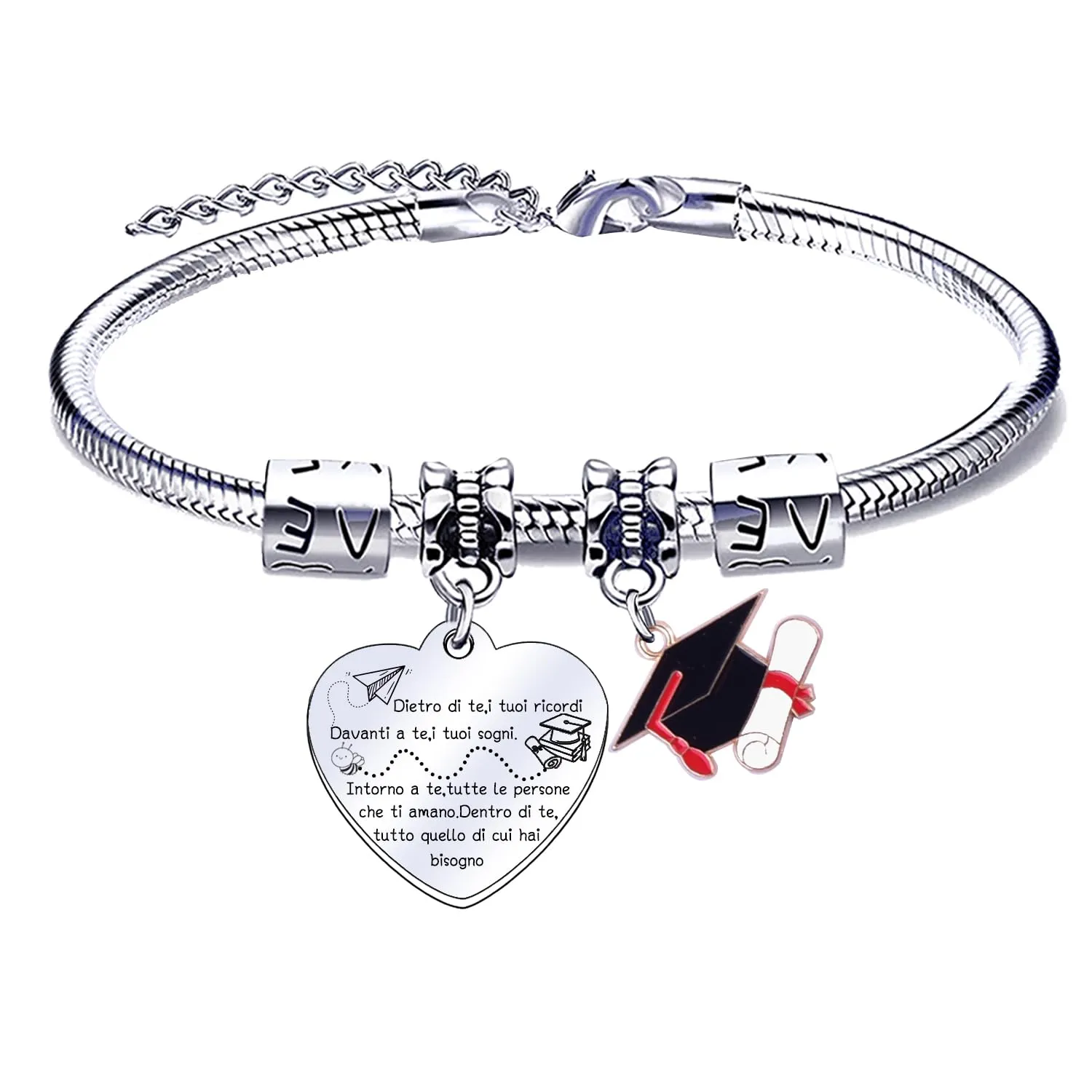 Regalo di laurea per lei regalo laurea donna bracciale-Dietro di te tutti i tuoi ricordi braccialetto donne regali braccialetto ispiratore per il maestro del liceo regalo bracciale amicizia (1) - immagine 1