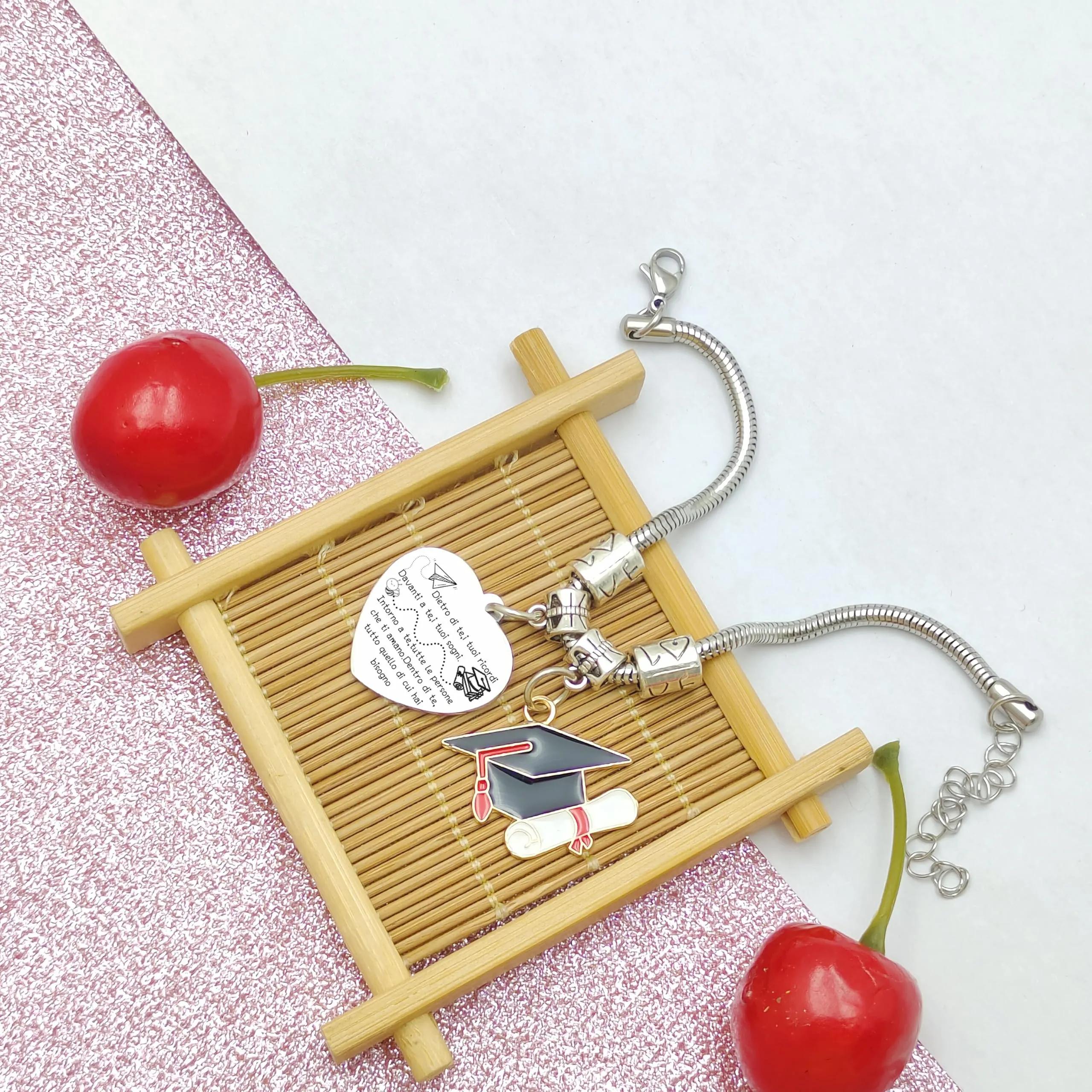 Regalo di laurea per lei regalo laurea donna bracciale-Dietro di te tutti i tuoi ricordi braccialetto donne regali braccialetto ispiratore per il maestro del liceo regalo bracciale amicizia (1) - immagine 3
