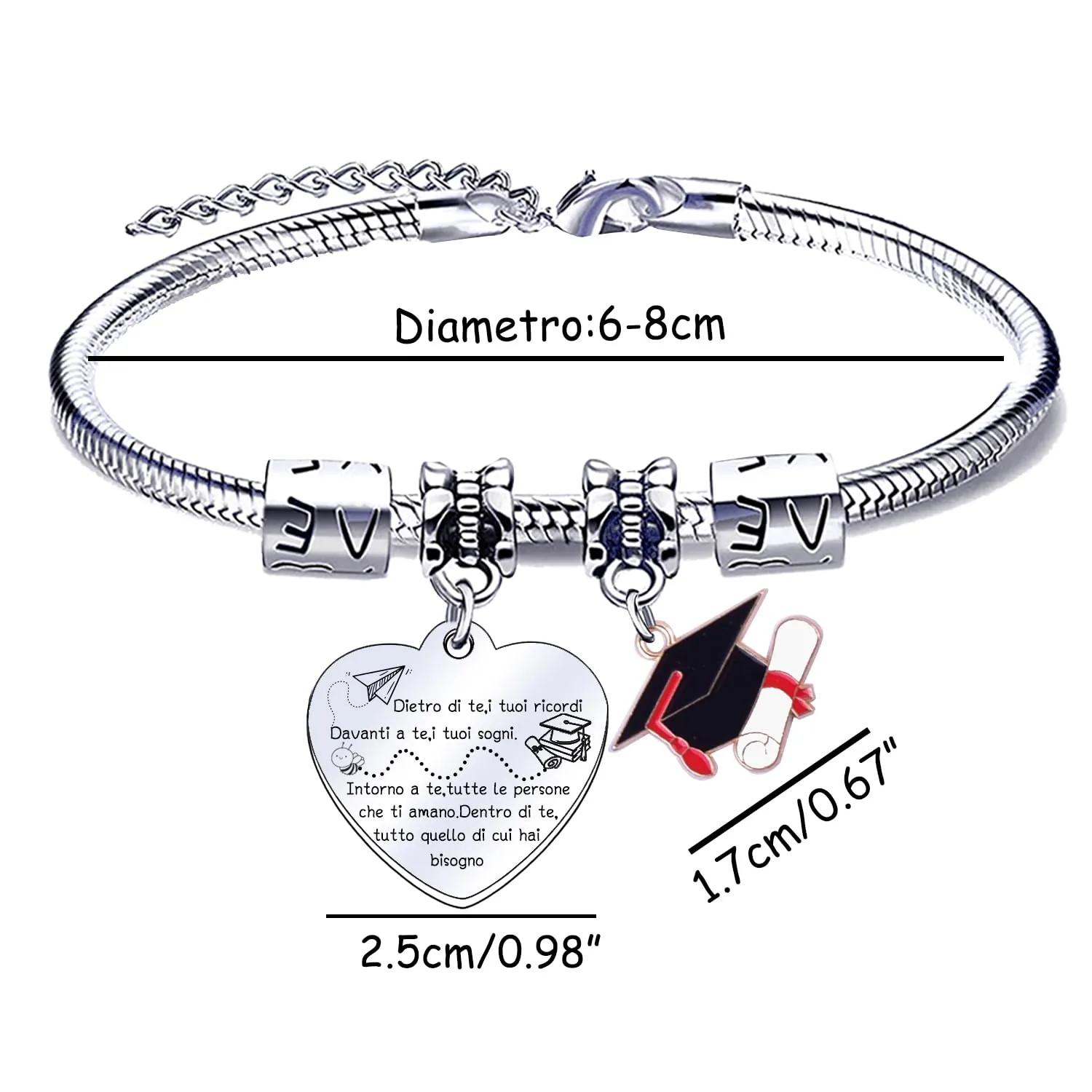 Regalo di laurea per lei regalo laurea donna bracciale-Dietro di te tutti i tuoi ricordi braccialetto donne regali braccialetto ispiratore per il maestro del liceo regalo bracciale amicizia (1) - immagine 7