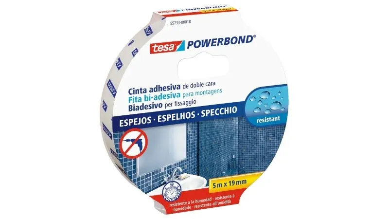 Nastro biadesivo Tesa Powerbond per specchi specifico per specchi 19 mm x 5 m - Bianco - immagine 1