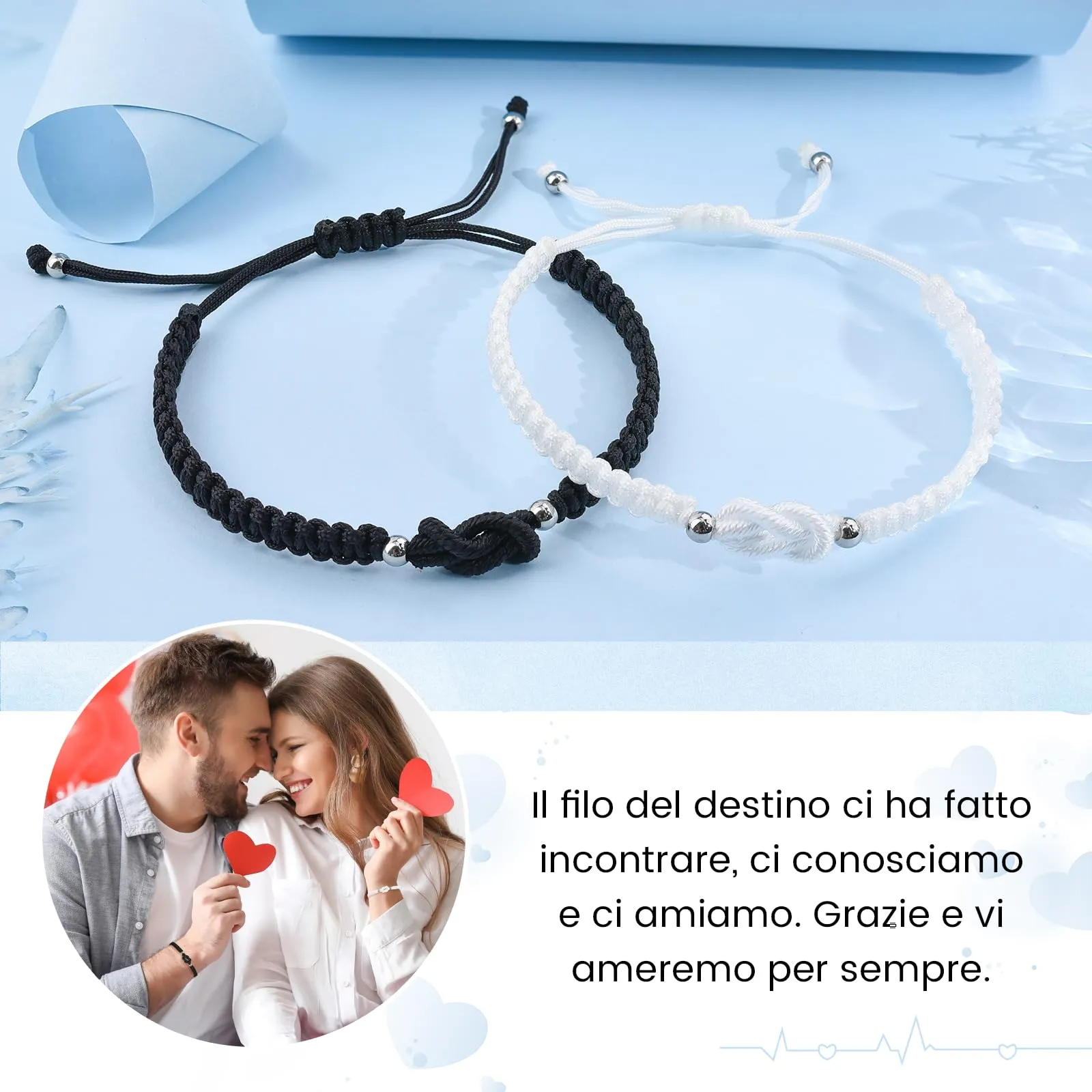 MANVEN Bracciali Coppia Regalo Coppia Compleanno Anniversario per Lui Lei - immagine 2