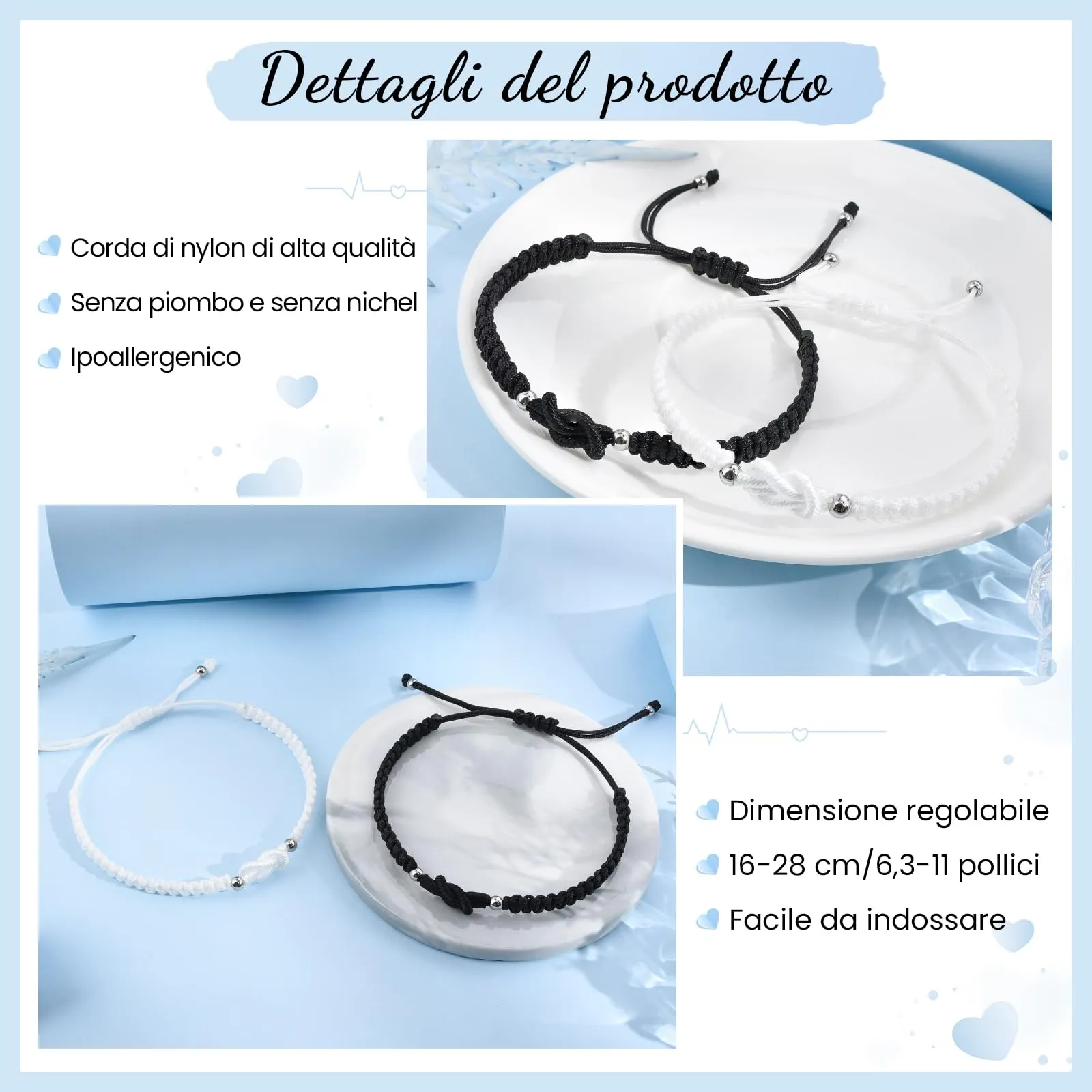 MANVEN Bracciali Coppia Regalo Coppia Compleanno Anniversario per Lui Lei - immagine 3