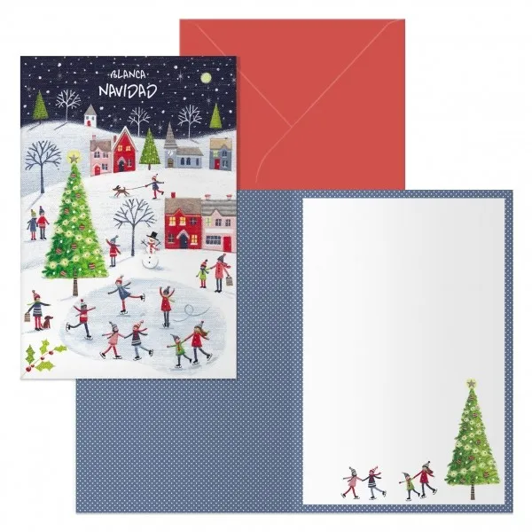 Dohe Ice Rink Confezione da 6 biglietti di auguri natalizi con busta - Dimensioni chiuso 115x17 cm aperto 23x17 cm - Carta offset - Stampato a colori - immagine 1