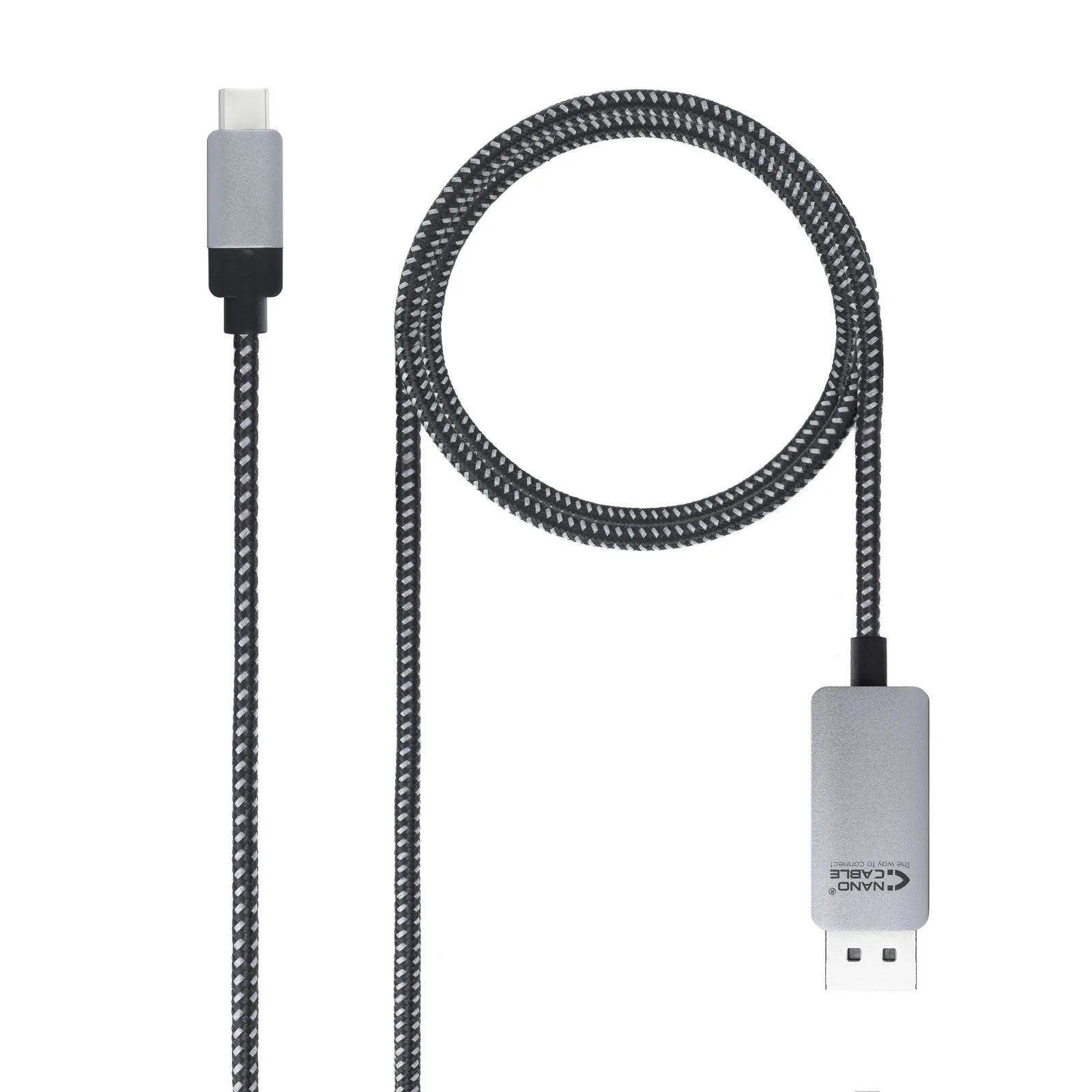 Nanocable 10.15.5002 cavo e adattatore video 18 m USB tipo-C DisplayPort Alluminio Nero - immagine 1