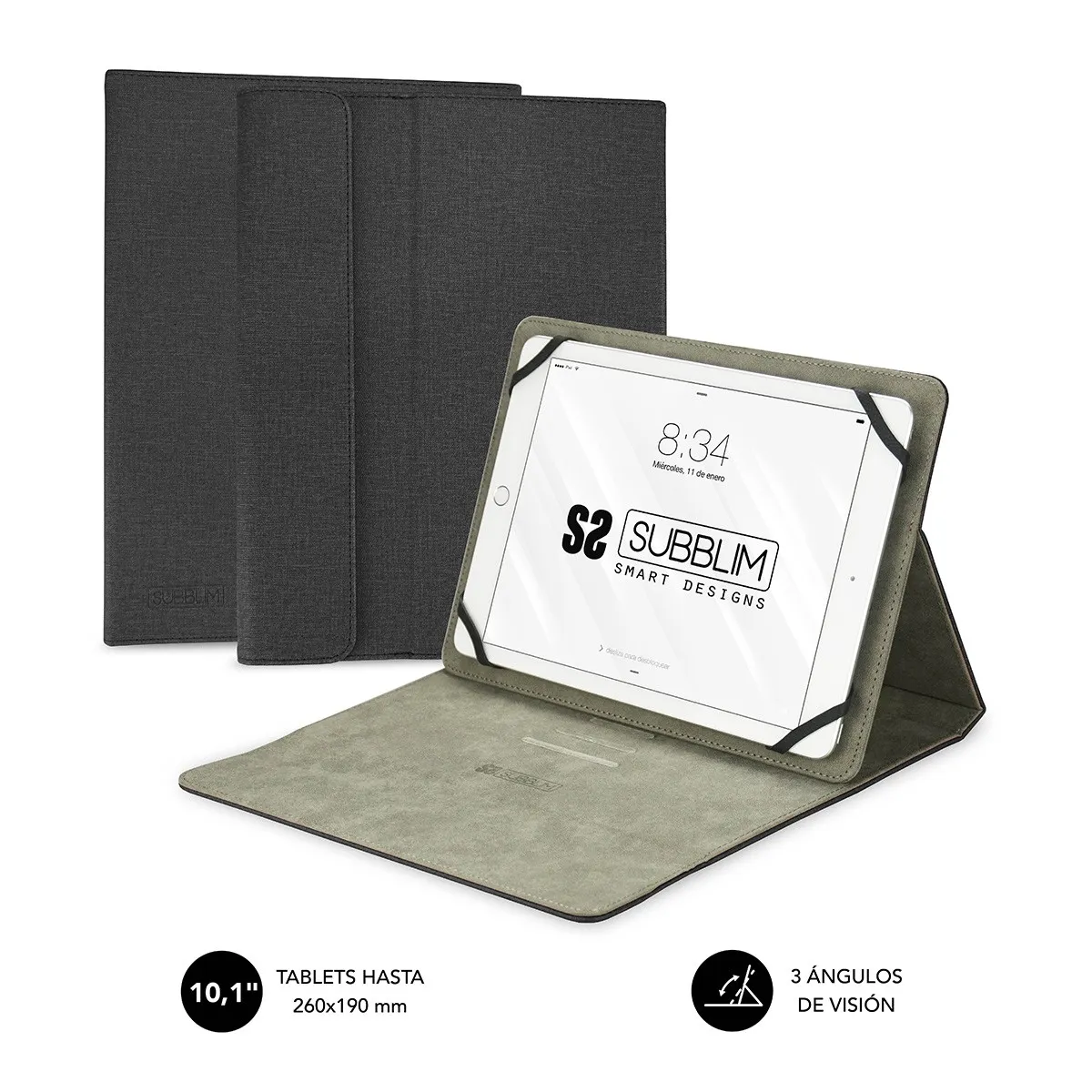 SUBBLIM SUB-CUT-1CT001 custodia per tablet 256 cm (10.1) Custodia a libro Nero - immagine 1
