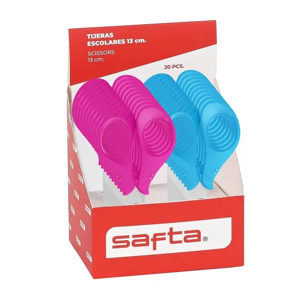 Valigetta portaforbici Safta con 20 forbici (13 cm) - Manici ergonomici - Punta arrotondata di sicurezza - Lame in acciaio - Colori assortiti - immagine 1