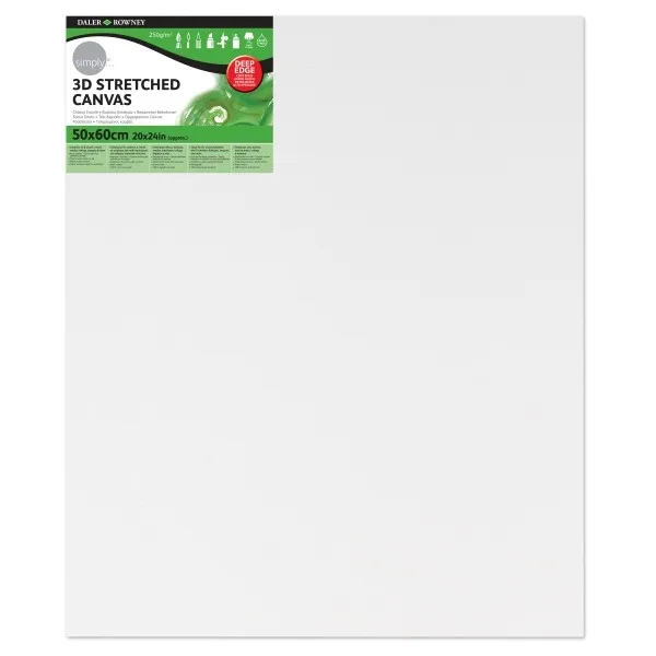 Tela tesa su telaio Daler Rowney Simply 3D - 50x60 cm - Tripla preparazione - Grana media - 100% cotone senza acidi - 250 g - Bianca - immagine 1