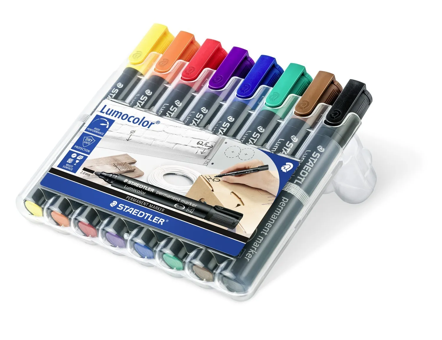 Staedtler 352 WP8 marcatore permanente Nero Blu Marrone Verde Arancione Rosso Viola Giallo 8 pz - immagine 1