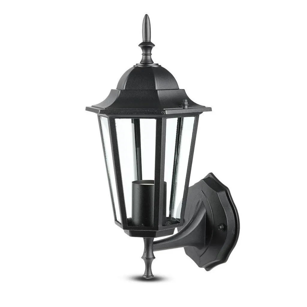 V-TAC Lampada LED da Muro a Lanterna con Portalampada E27 (Max 60W) Attacco verso l alto Colore Nero IP44 - immagine 1