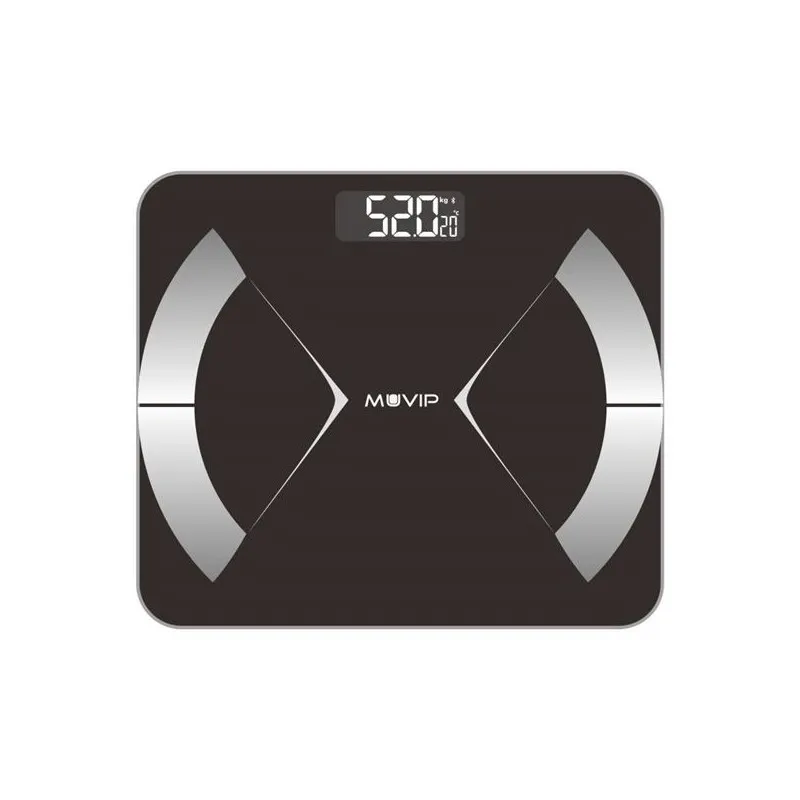 Muvip Body Muscle Bilancia Digitale da Bagno Bluetooth - Schermo LCD - Piattaforma in Vetro Temperato - 10 Memorie - Max. 180 kg - Spegnimento automatico - immagine 1