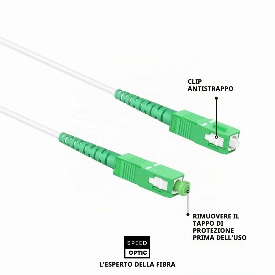 Cavo Fibra Ottica 20 m SC/APC a SC/APC, Prolunga TIM Vodafone Fastweb - immagine 4
