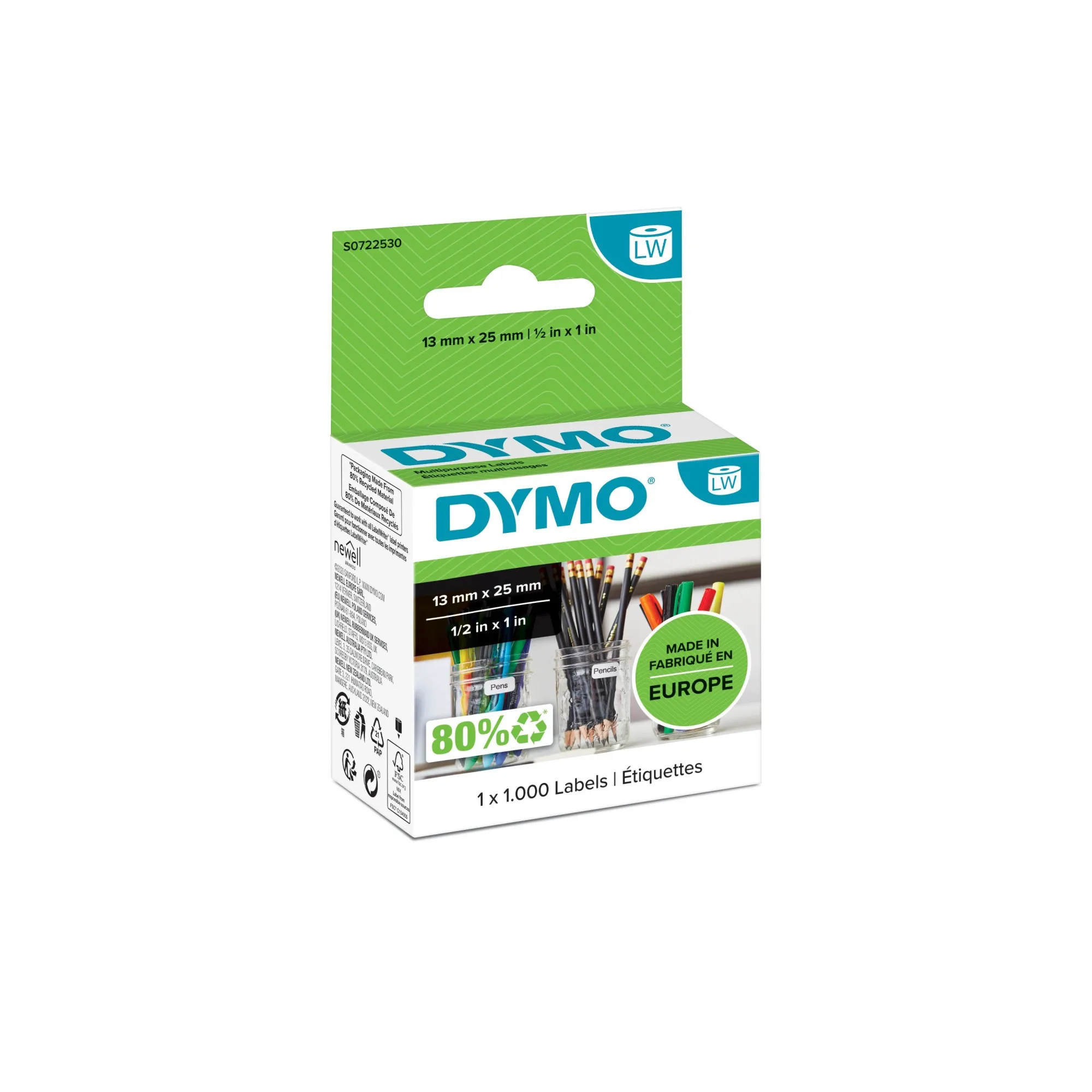 ORIGINALE DYMO Etichette Bianco S0722530 11353 etichette bianche25x13mm 1000 pezzi - immagine 1