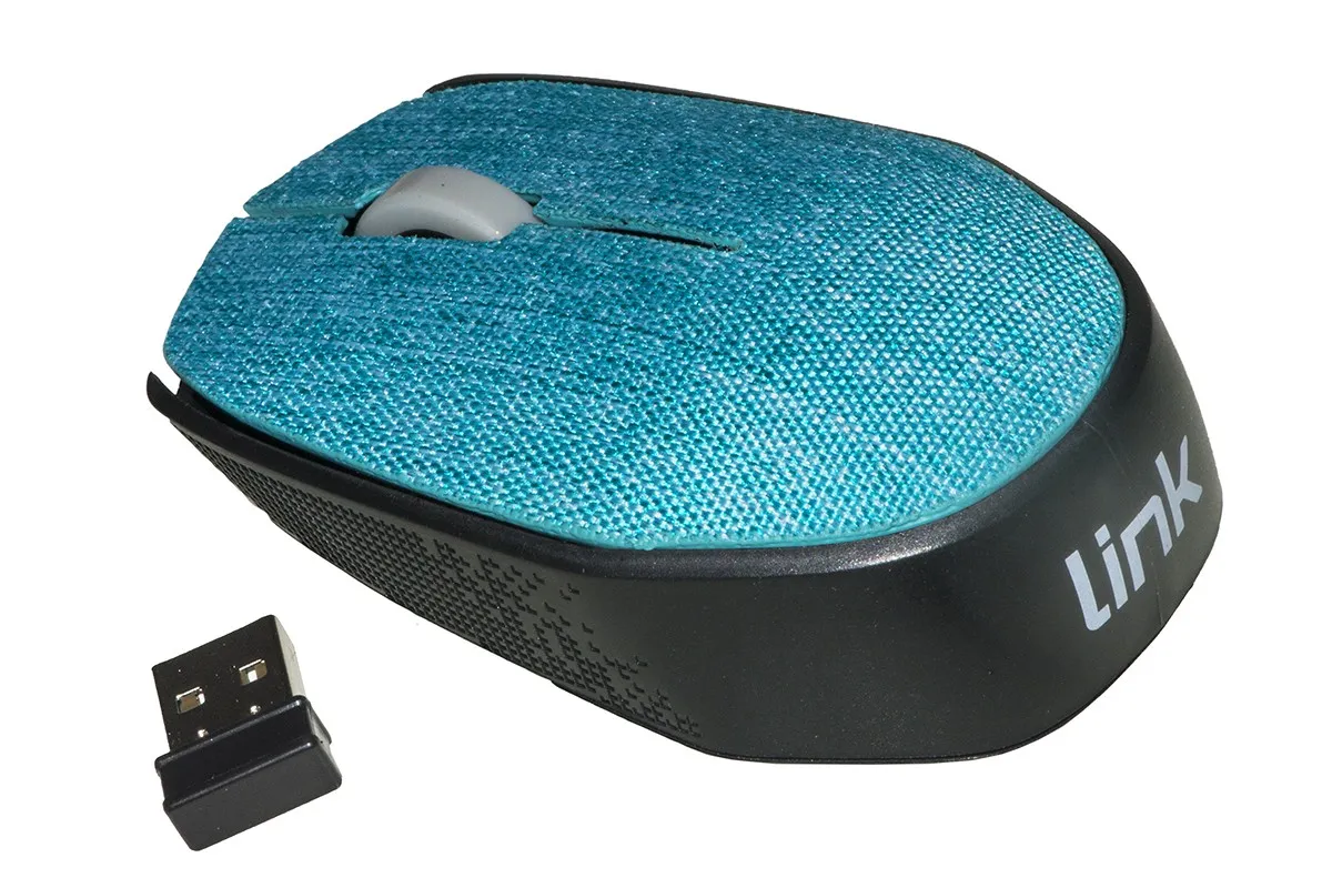 Mouse Wireless In Tessuto Colore Azzurro Con Ricevitore Usb 1000 Dpi - immagine 1