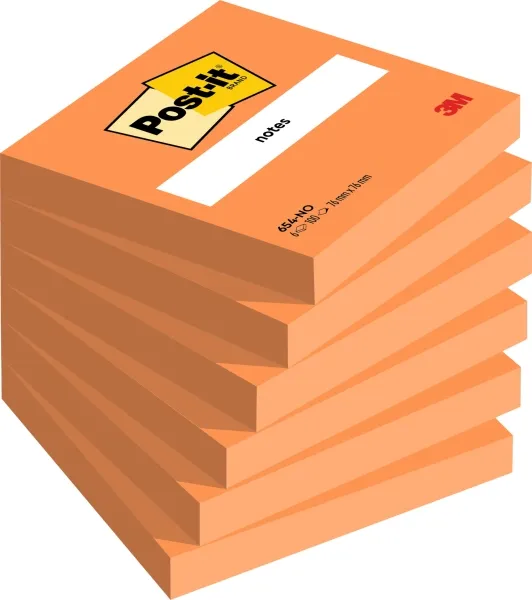 Post-it Confezione da 6 blocchi da 100 foglietti adesivi riposizionabili - Forma quadrata - 76x76 mm - Arancione - immagine 1