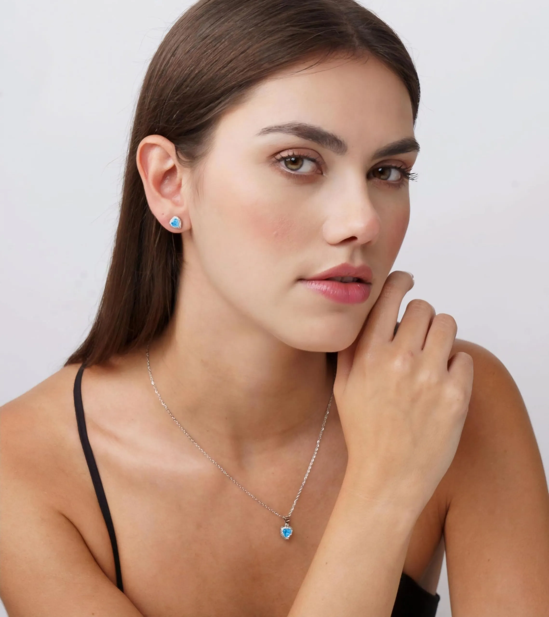 Dada Gioielli - Collana Cuore 9mm Punto Luce Argento 925 Con Zirconi Brillanti Catenina 45+5cm (Azzurro Acquamarina) - immagine 8