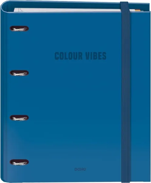 Dohe Colour Vibes - Raccoglitore ad anelli a 4 anelli misti 35 mm ricarica 100 fogli griglia 5 mm - Formato A4 - Chiusura elastica - Include 4 divisori e busta in polipropilene - Colore blu - immagine 1