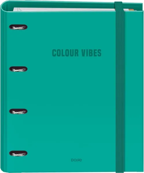 Raccoglitore ad anelli Dohe Colour Vibes fogli misti da 35 mm ricarica da 100 fogli griglia da 5 mm - Formato A4 - Chiusura elastica - Include 4 divisori e busta in polipropilene - Verde - immagine 1