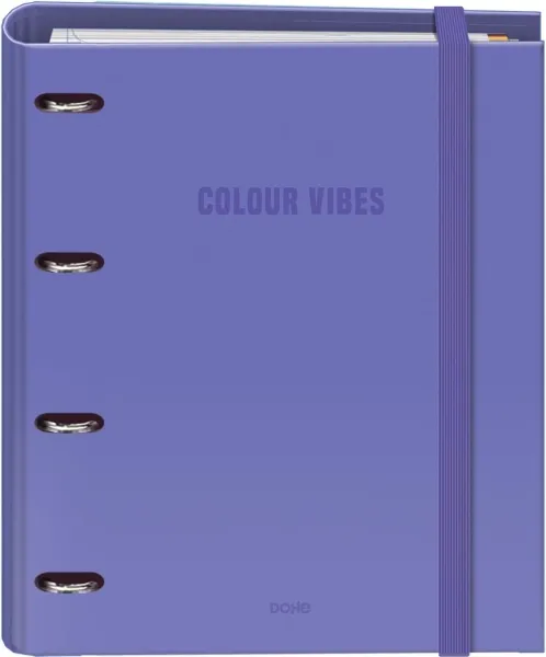 Raccoglitore ad anelli Dohe Colour Vibes fogli misti da 35 mm ricarica da 100 fogli griglia da 5 mm - Formato A4 - Chiusura elastica - Include 4 divisori e busta in polipropilene - Viola - immagine 1
