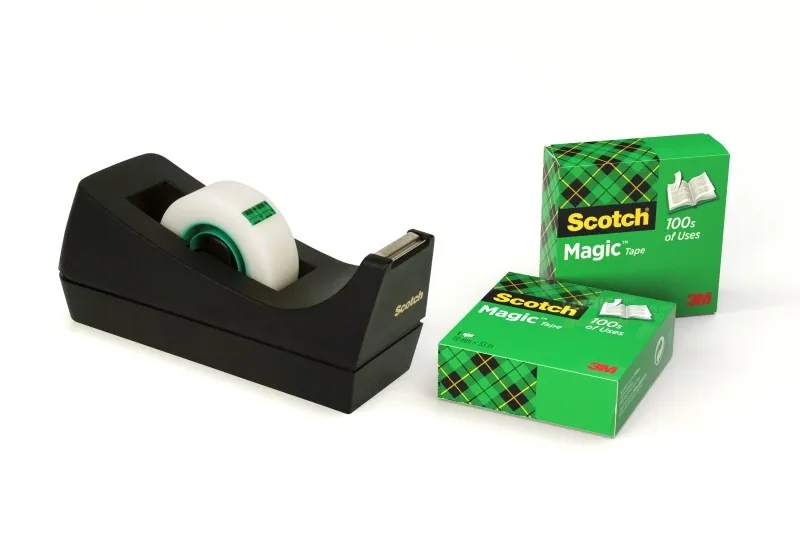 Dispenser per nastro adesivo Scotch - per nastri fino a 19 mm x 33 m - Include 3 nastri adesivi invisibili - Nero - immagine 1