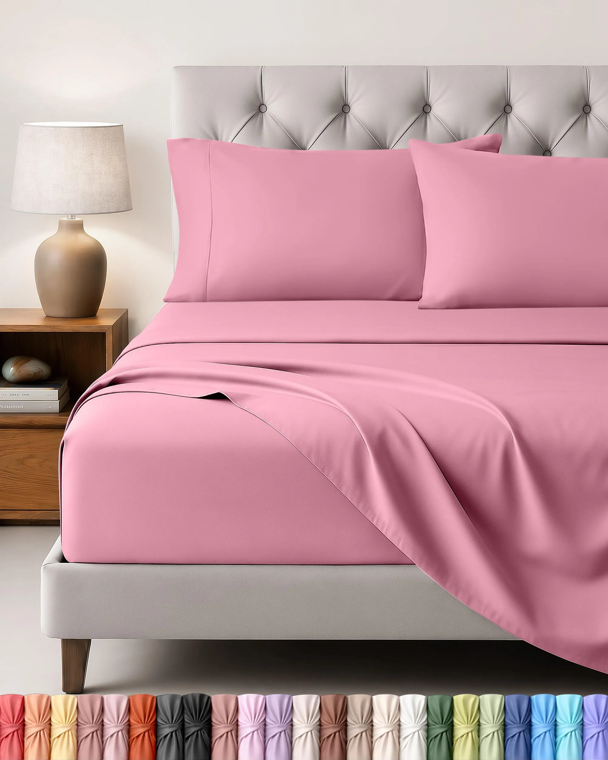 Utopia Bedding Set Lenzuola Letto 4 Pezzi, 135x190cm, Rosa - immagine 1