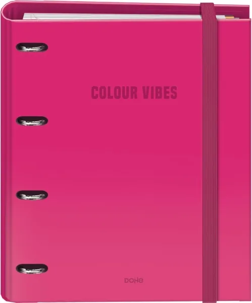 Dohe Colour Vibes - Raccoglitore ad anelli a 4 anelli misti 35 mm ricarica 100 fogli griglia 5 mm - Formato A4 - Chiusura elastica - Include 4 divisori e busta in polipropilene - Rosa - immagine 1