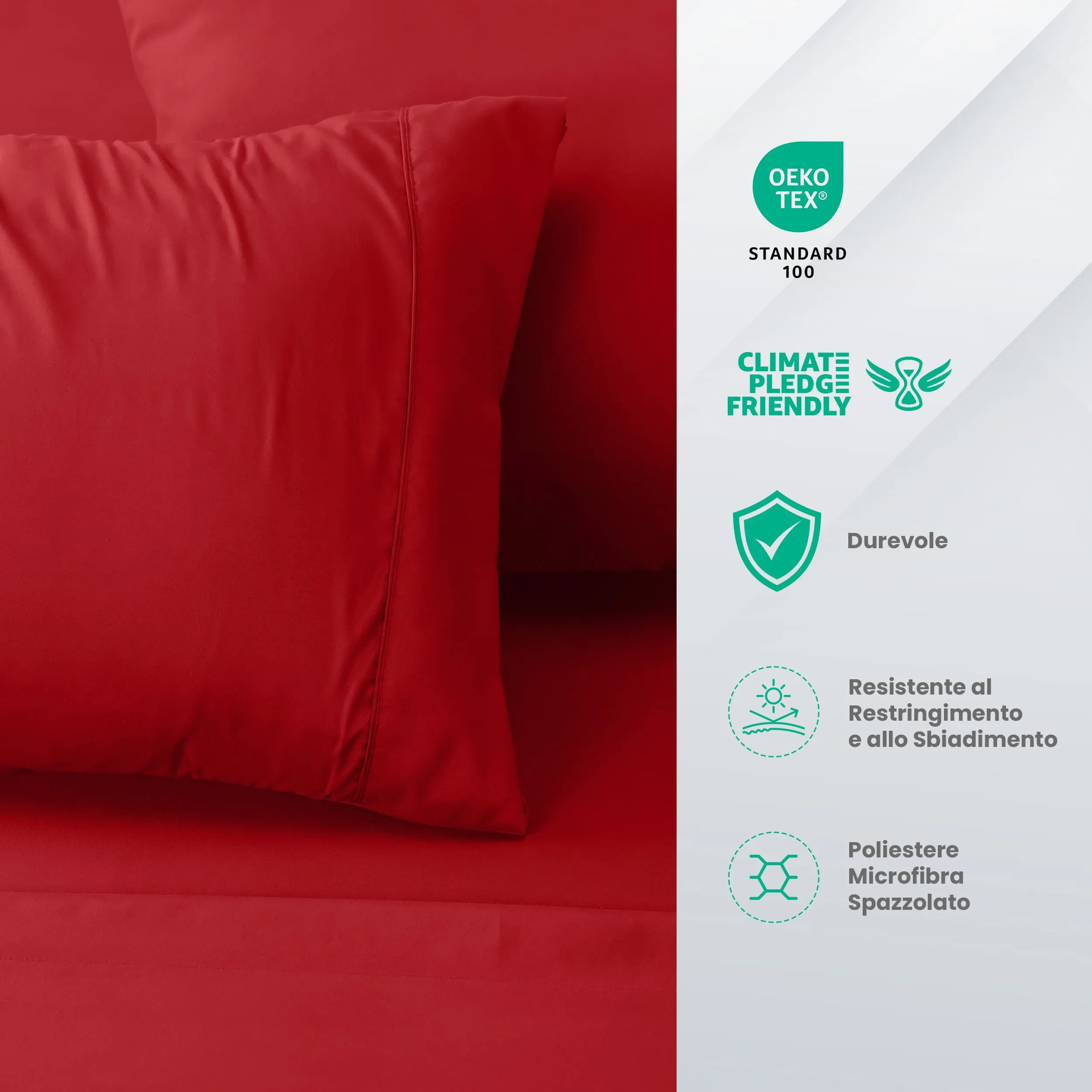 Utopia Bedding Set Lenzuola Letto 4 Pezzi, 135x190cm, Rosso - immagine 4