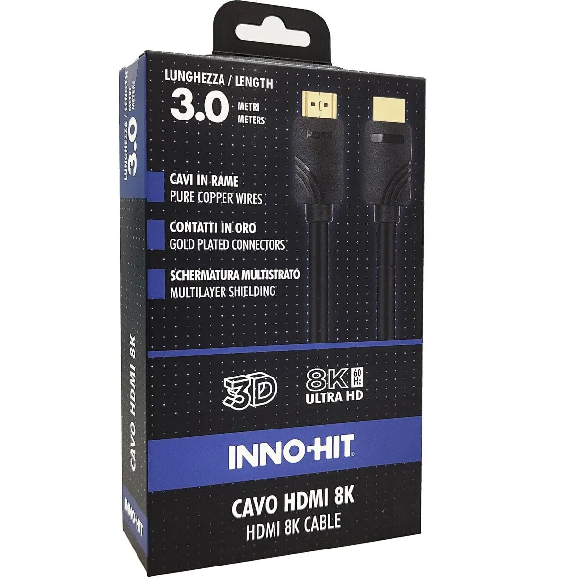 Innohit Cavo Hdmi 8K Contatti Oro 60Hz 3 Mt - immagine 1