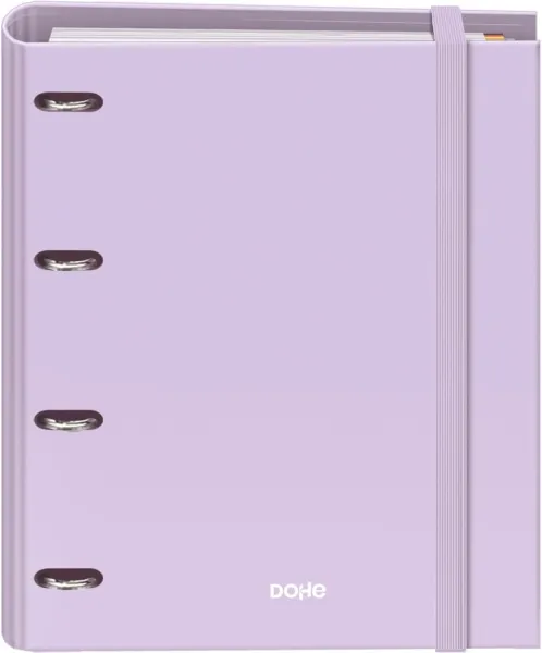 Raccoglitore ad anelli Dohe Serenity a 4 anelli con anelli misti da 35 mm ricarica da 100 fogli griglia da 5 mm - Formato A4 - Chiusura elastica - Include 4 divisori e busta in polipropilene - Viola - immagine 1