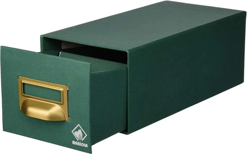 Raccoglitore Mariola in cartone rivestito in Geltex n. 2 per 500 raccoglitori - Misure 155x100x250mm - Resistente e durevole - Colore verde - immagine 1