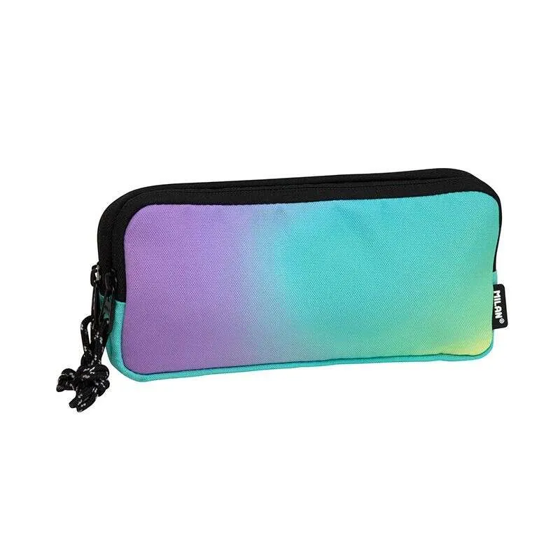 Astuccio portapenne Milan Sunset a 3 scomparti - Tessuto resistente agli strappi e agli strappi - Misure 22x11x65 cm - Colore turchese - immagine 1
