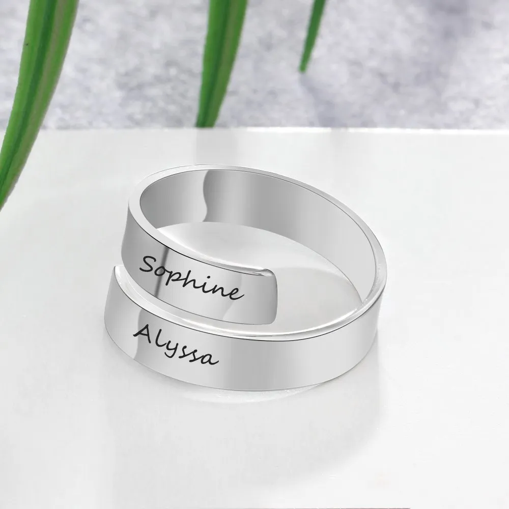 kaululu Anello Donna Uomo Personalizzato con Nome Incisione Anello in Acciaio inossidabile per Famiglia Regali per Papà Mamma (Silver) - immagine 6