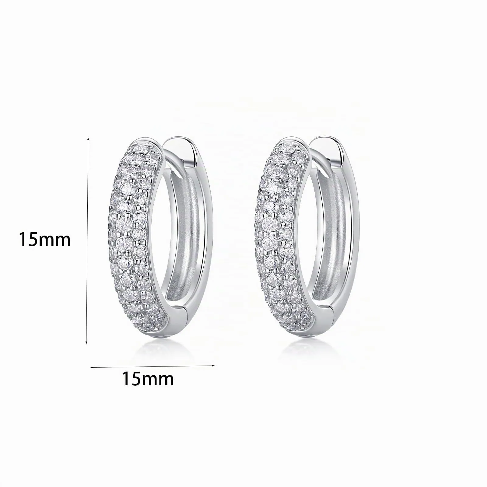 Orecchini Donna Argento 925 a Cerchio Piccoli 15mm - Zircone Cubico Ipoallergenici per Ragazze, 1 Paia - immagine 7