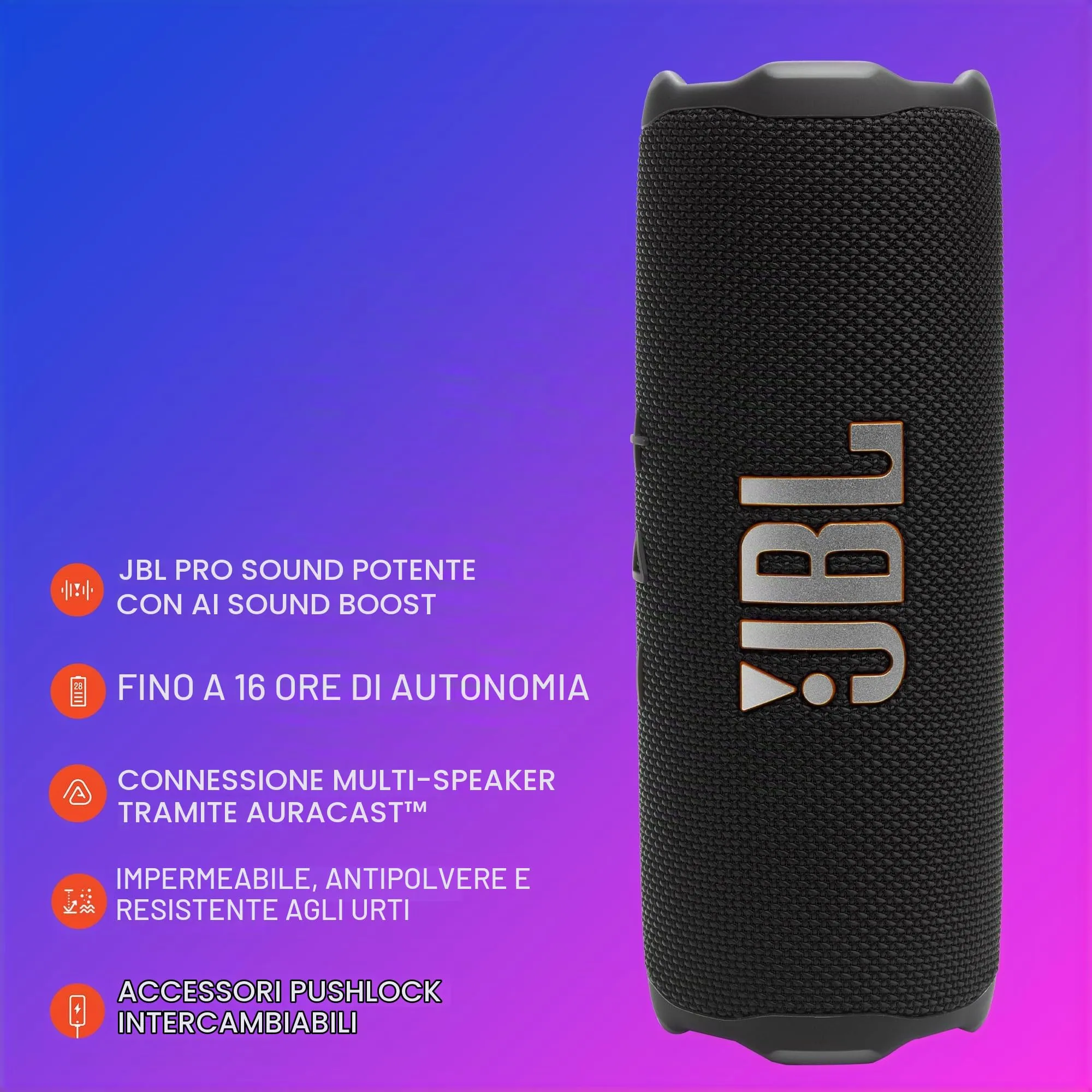 JBL Altavoz con Bluetooth FLIP 7-35W- 1.0- Rojo - immagine 10