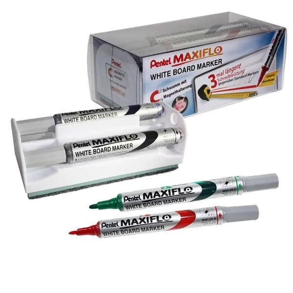 Pentel Maxiflo evidenziatore 4 pz Punta conica Nero Blu Verde Rosso - immagine 1