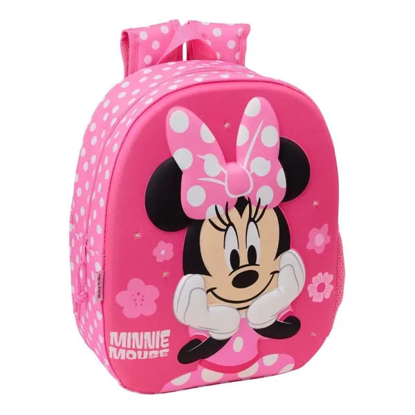 Zaino Safta Minnie Mouse 3D - Luci LED - Portaborraccia - Spallacci imbottiti - Maniglia superiore - 864 litri - 270x100x330 mm - Rosa - immagine 1