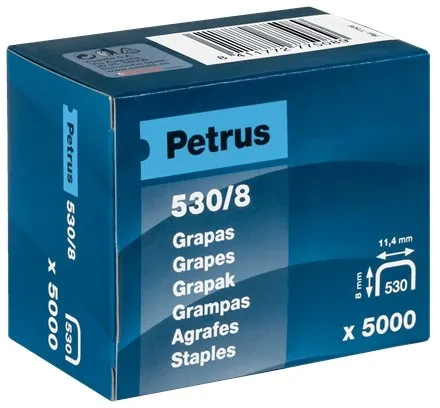Petrus Scatola da 5000 Graffette in Rame 530/8 per Chiodatrice - Perno da 8 mm - immagine 1