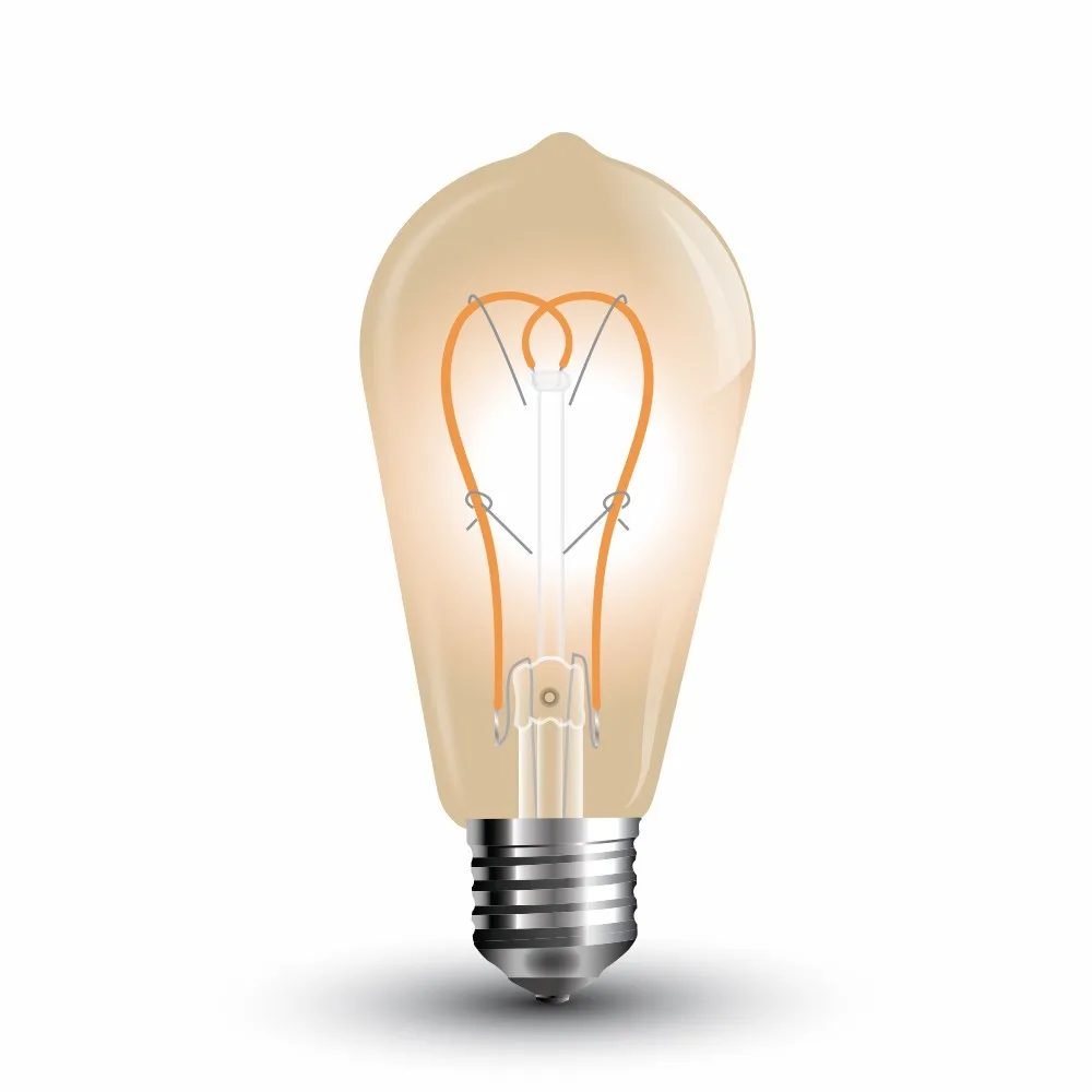 V-TAC VT-2066 Lampadina LED E27 5W Bulb ST64 Amber filamento - 2200K Bianco caldo - SKU 7220 - immagine 1