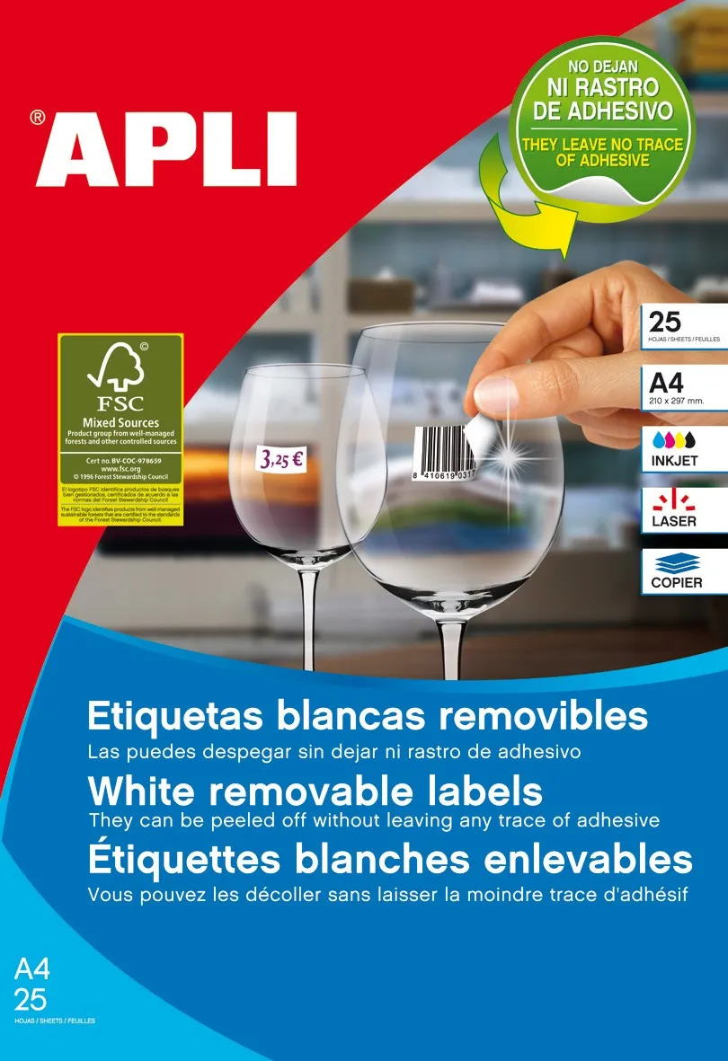 APLI 10199 etichetta per stampante Bianco Etichetta per stampante autoadesiva - immagine 1