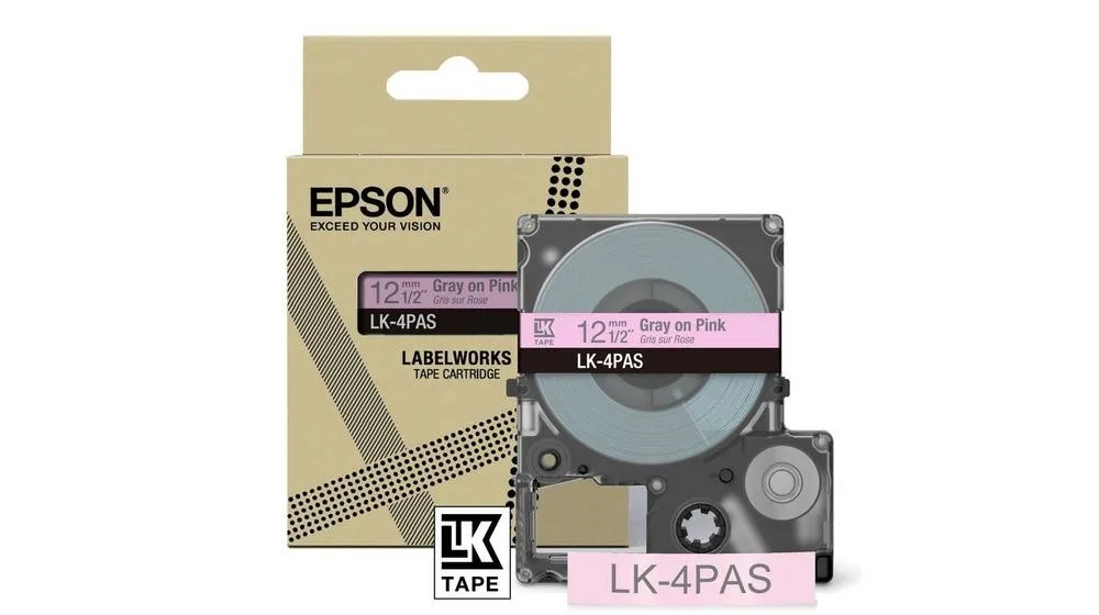 ORIGINALE Epson Nastro GrigiosuRosa LK-4PAS C53S672103 - immagine 1