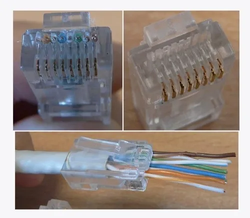Confezione 100 conettori 8 poli cat 6 UTP non schermato RJ45 con fori per agevolare inserimento cavi - immagine 1