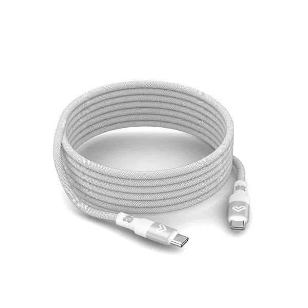 Cavo USB-C 2.0 Energy Systems Magnet Roll - Fino a 60W e 480Mbps - Compatibile con Power Delivery - Rivestimento in PVC e cotone - 15 metri - Bianco - immagine 1