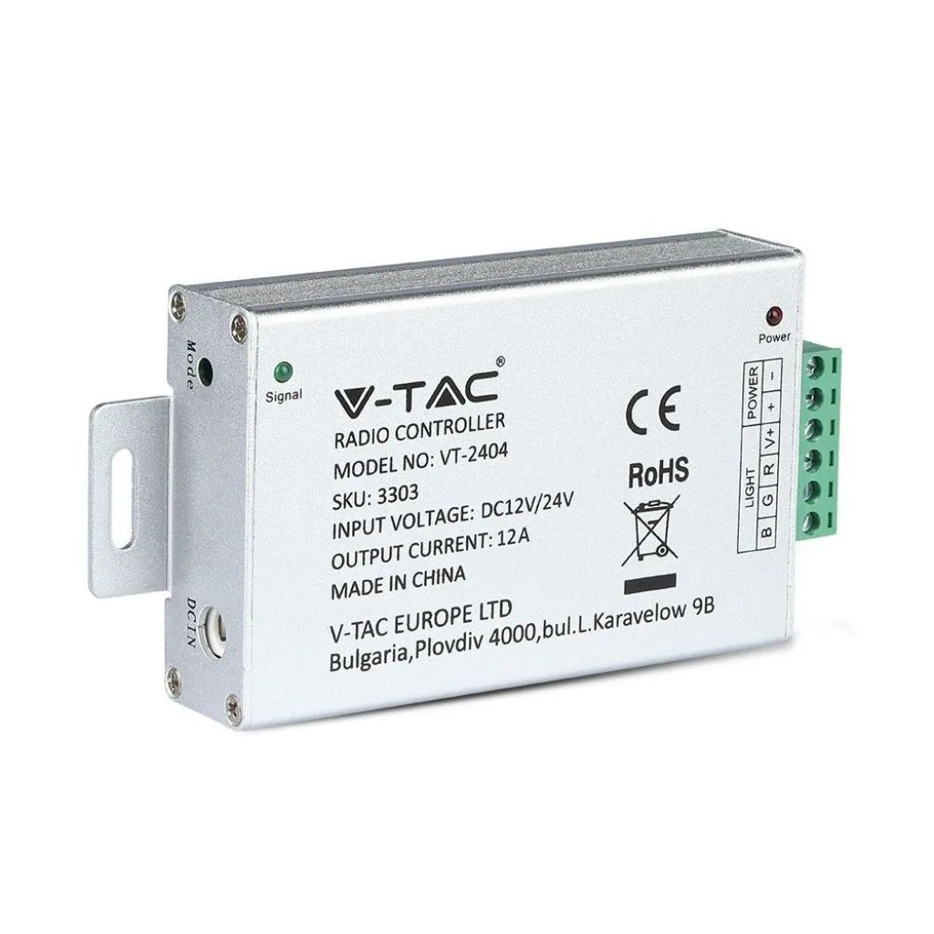 V-TAC Controller per Strip LED Dimmerabile con Radiocomando 4 Tasti (Max 144W) - immagine 1