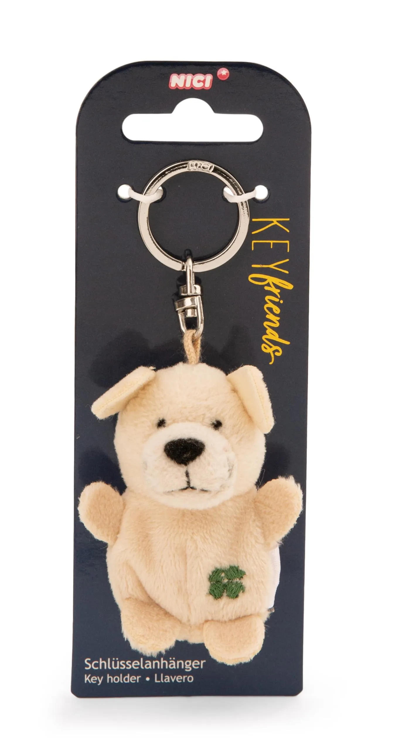 Portachiavi cane con trifoglio 5cm - beige - Un compagno fedele per zaino o borsa, portachiavi per tutte le età | 62073 - immagine 3