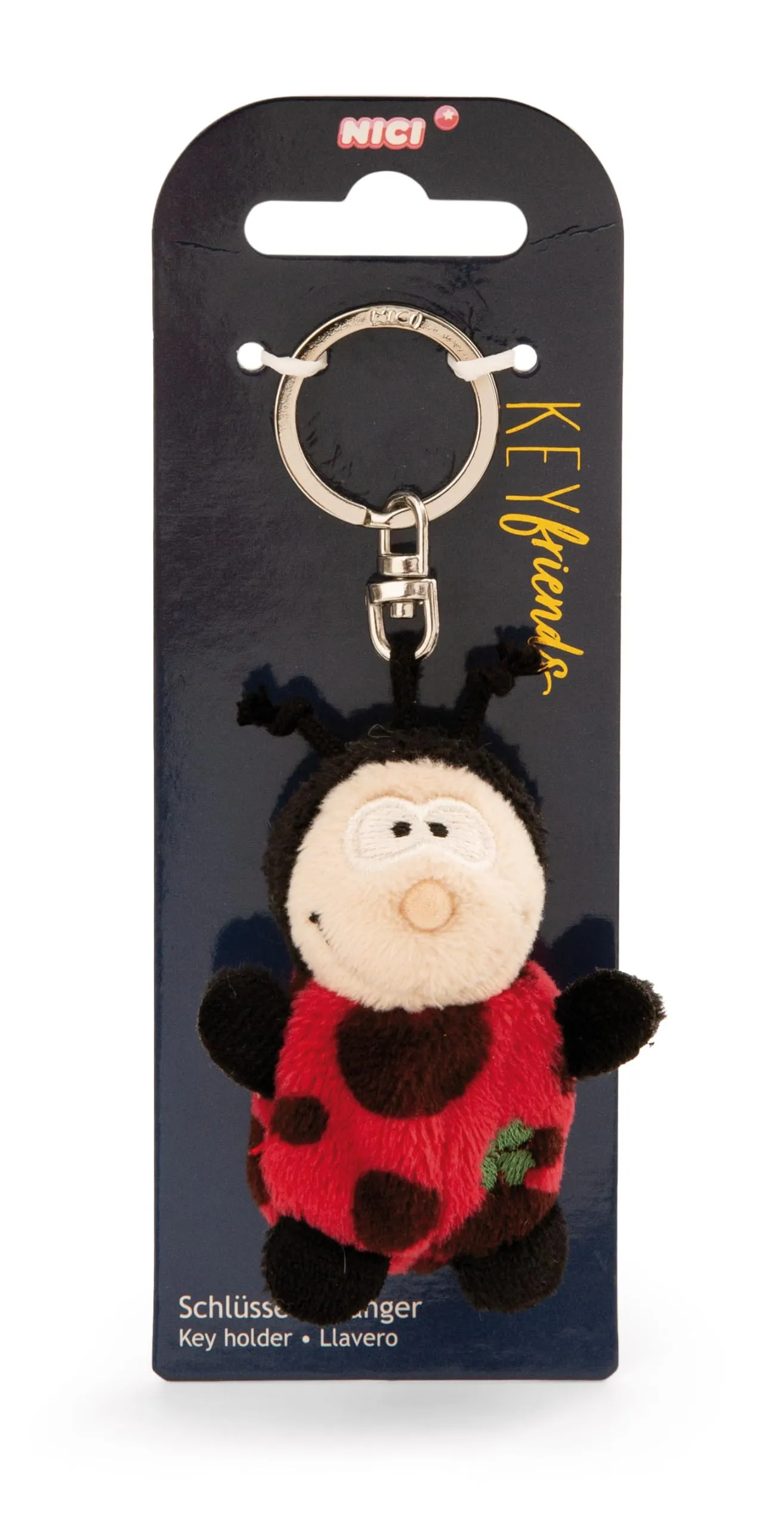 Portachiavi coccinella con trifoglio 5cm - nero - Un compagno fedele per zaino o borsa, portachiavi per tutte le età | 62064 - immagine 3