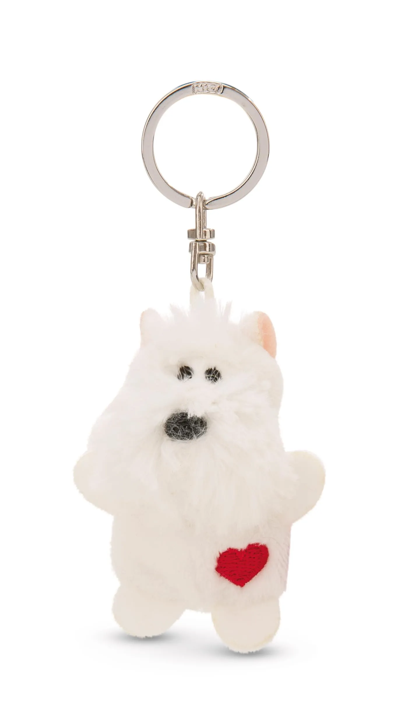 NICI Portachiavi cane con cuore 5cm - bianco - Un compagno fedele per zaino o borsa, portachiavi per tutte le età | 62083 - immagine 1