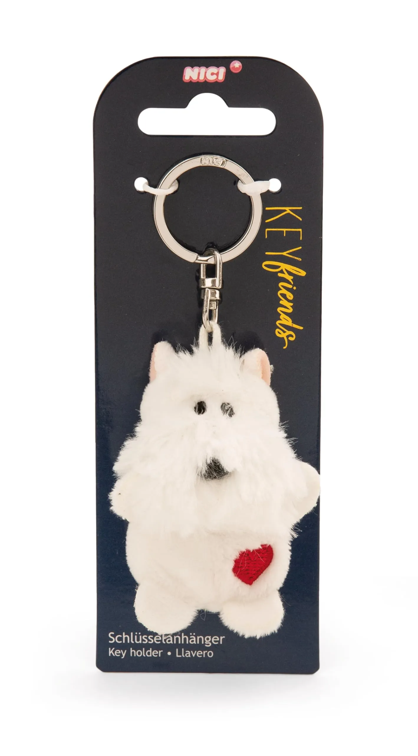 NICI Portachiavi cane con cuore 5cm - bianco - Un compagno fedele per zaino o borsa, portachiavi per tutte le età | 62083 - immagine 3
