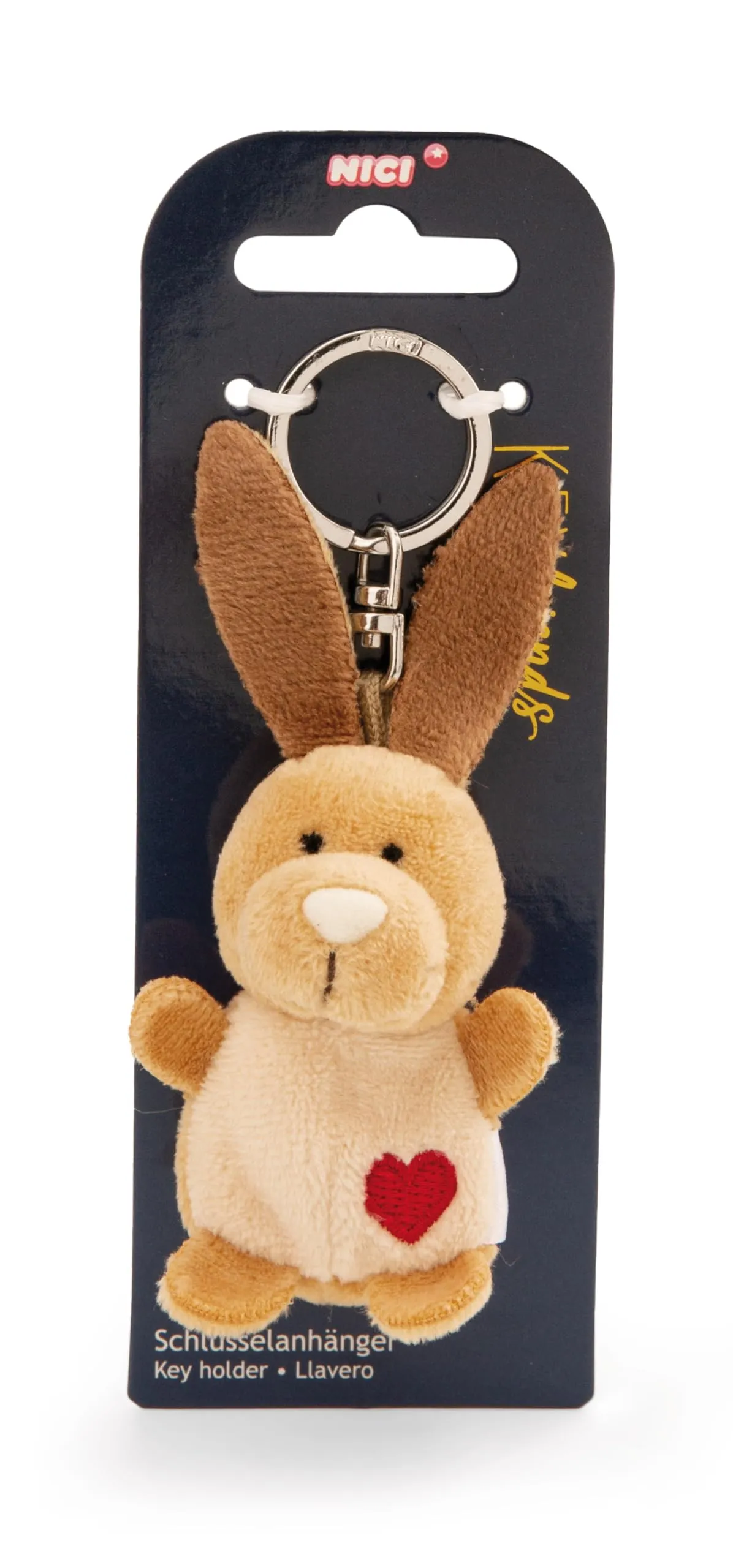 Portachiavi coniglio con cuore 5cm - marrone - Un compagno fedele per zaino o borsa, portachiavi per tutte le età | 62076 - immagine 3
