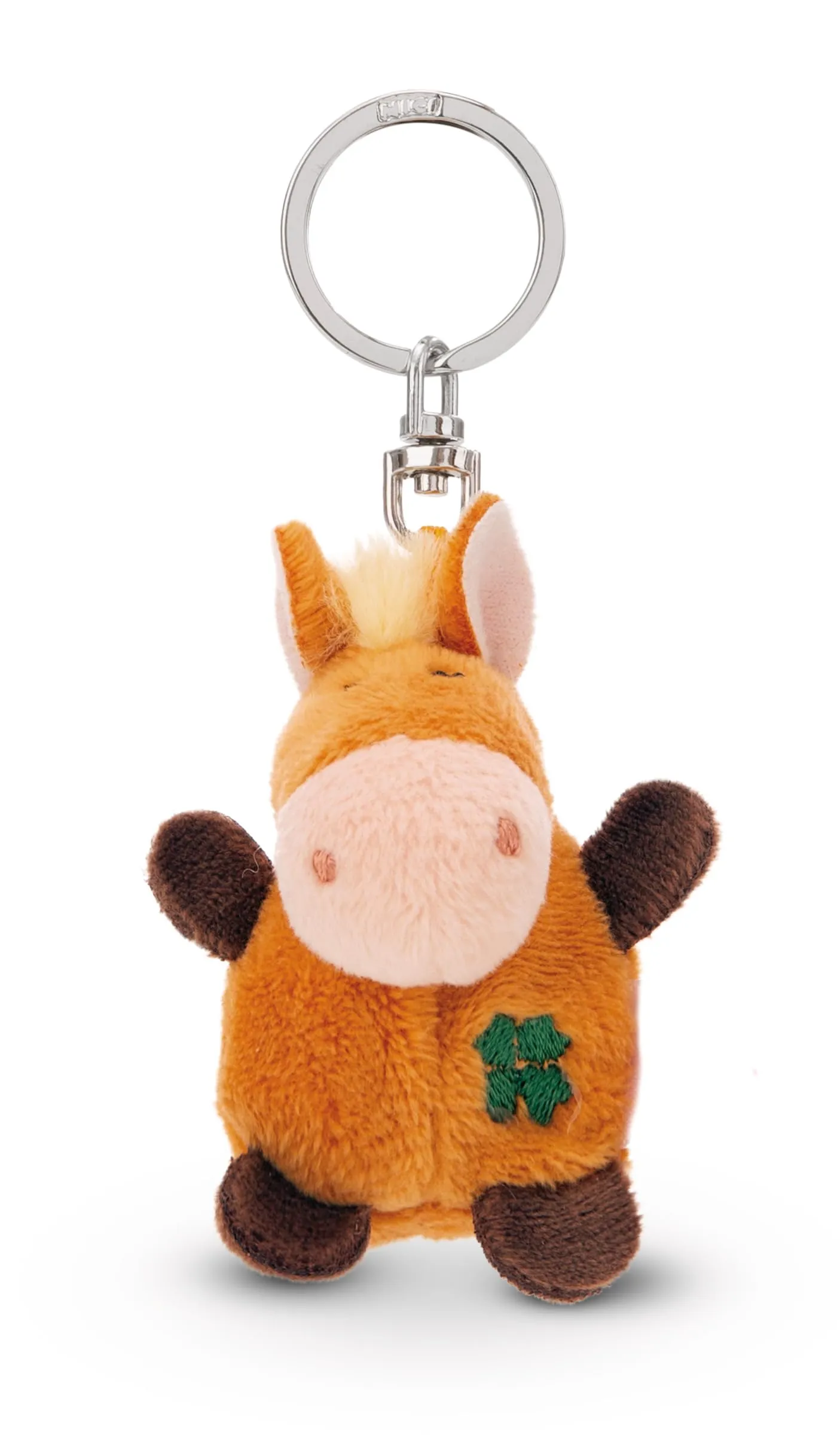 Portachiavi cavallo con trifoglio 5cm - arancione - Un compagno fedele per zaino o borsa, portachiavi per tutte le età | 62068 - immagine 1