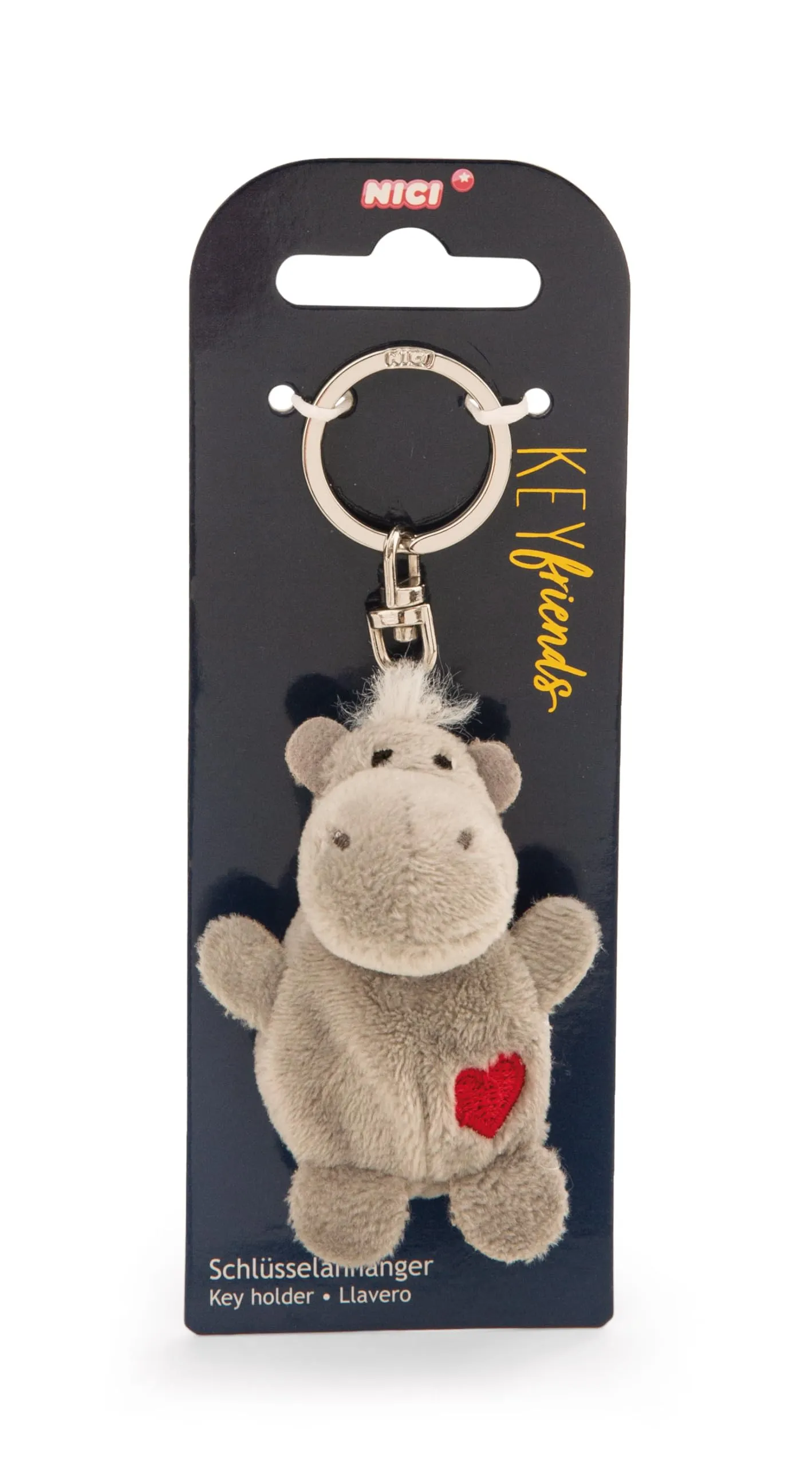 Portachiavi Ippopotamo grigio con il cuore 5cm - immagine 3