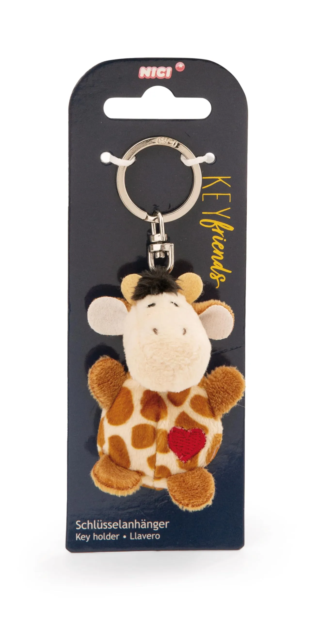Portachiavi giraffa con cuore 5cm - beige - Un compagno fedele per zaino o borsa, portachiavi per tutte le età | 62078 - immagine 3